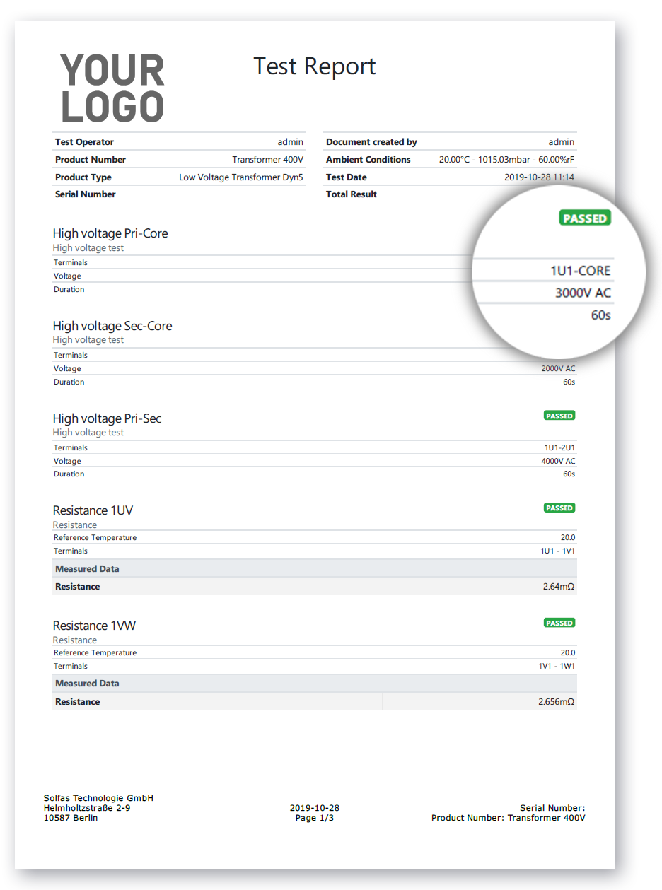 Distribution Transformer Test Report Example