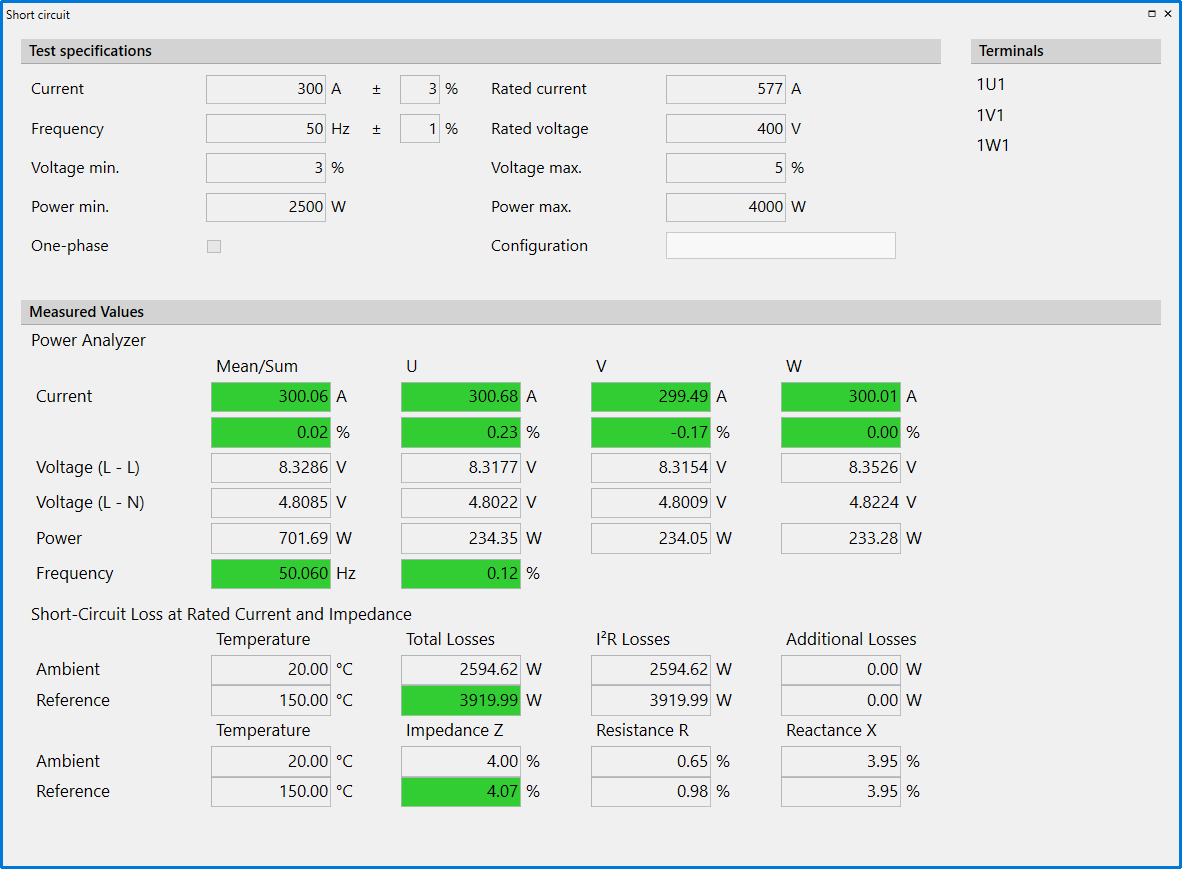 Short Circuit Voltage and Losses