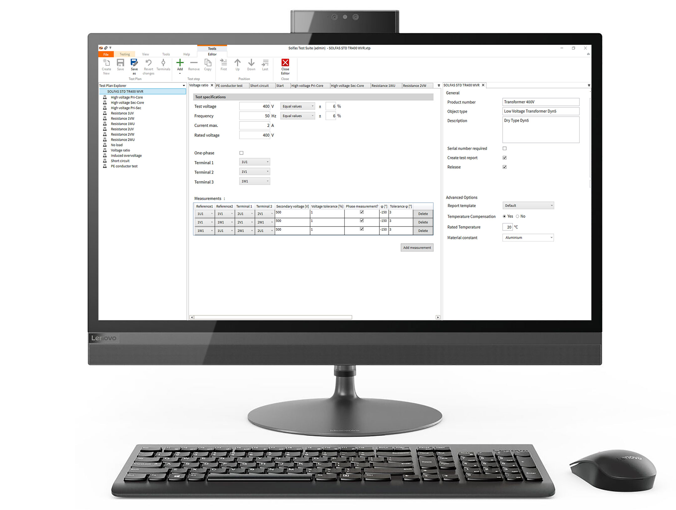 Office PC with installed Solfas Test Suite 2 in Editor Mode