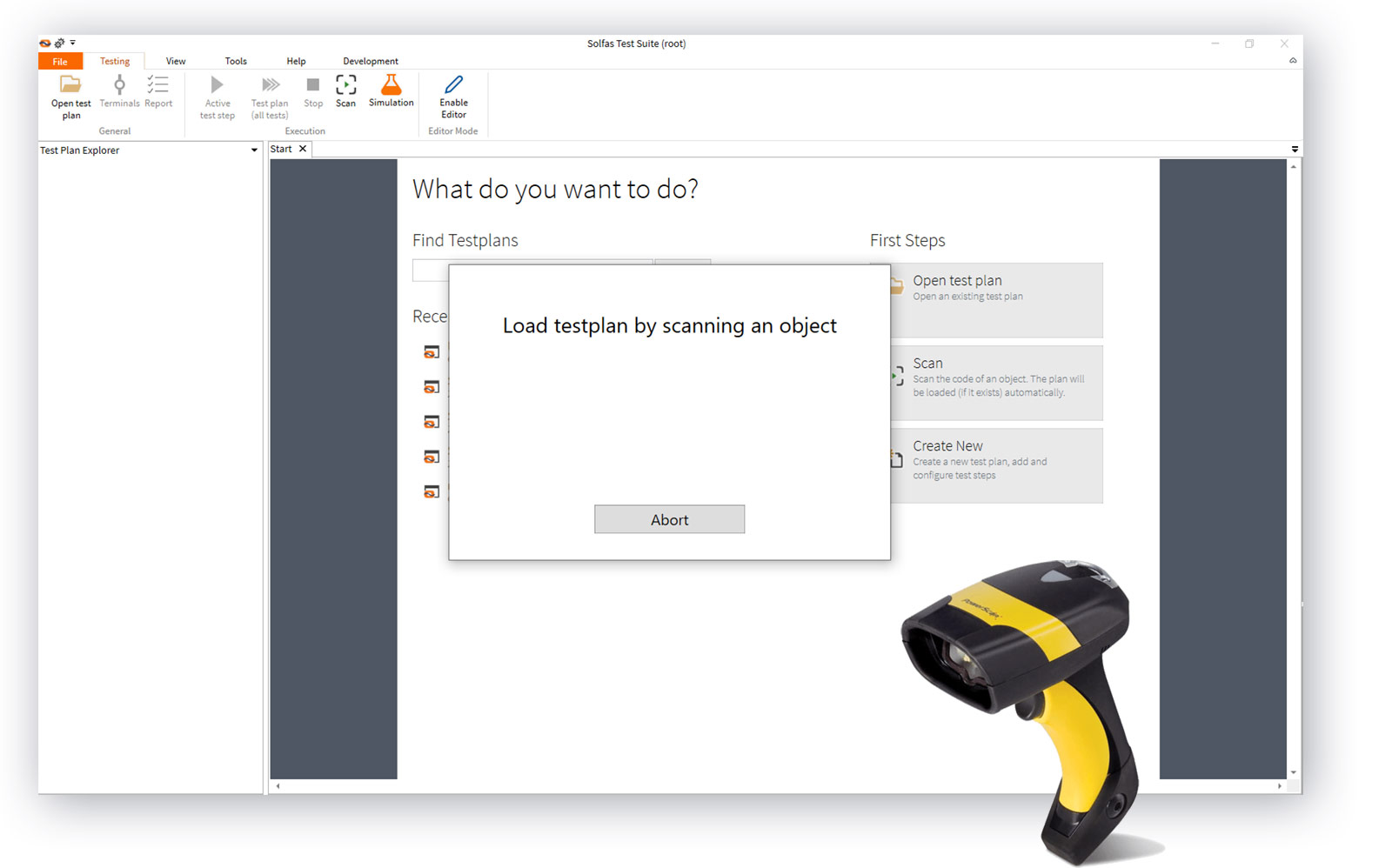 Loading a testplan by scanning a transformer, choke or any kind of winding product